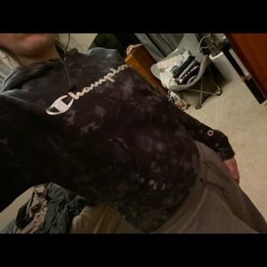 Champion Tie-dye Black and White Hoodie!